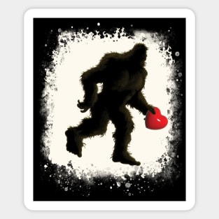 Bigfoot Sasquatch Valentines Red Heart Sticker